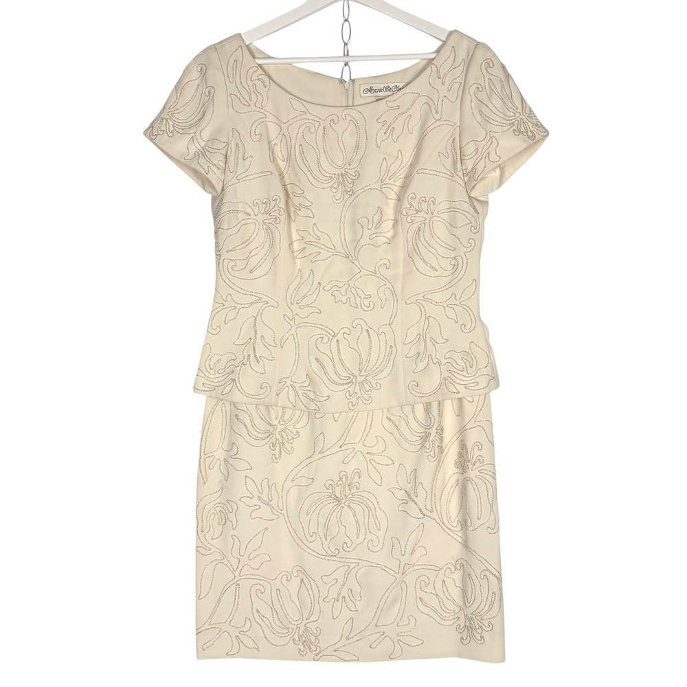 Marie‎ St. Claire Vintage Cream Soutache Floral Skirt Set Sz 10 Embroidered
